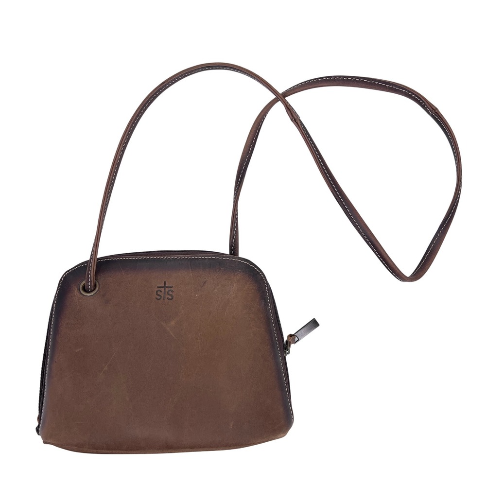STS Ranchwear Baroness Crossbody Bag Brown Leather Distressed